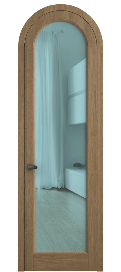 Межкомнатная дверь Palazzo 6814 Дуб мускатный матовый Прозрачное голубое стекло, триплекс, 6мм Цена 194129 ₽ | Volhovec