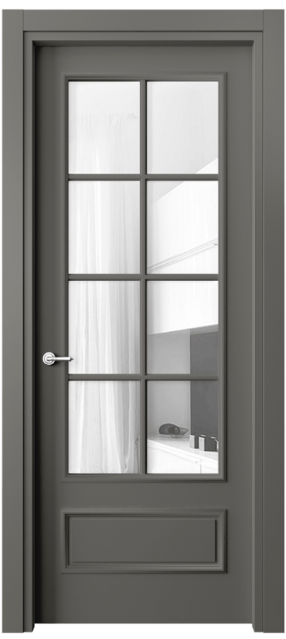 Межкомнатная дверь Paris 8112 Матовый классический серый Прозрачное стекло, 4 мм Цена 57919 ₽| Volhovec
