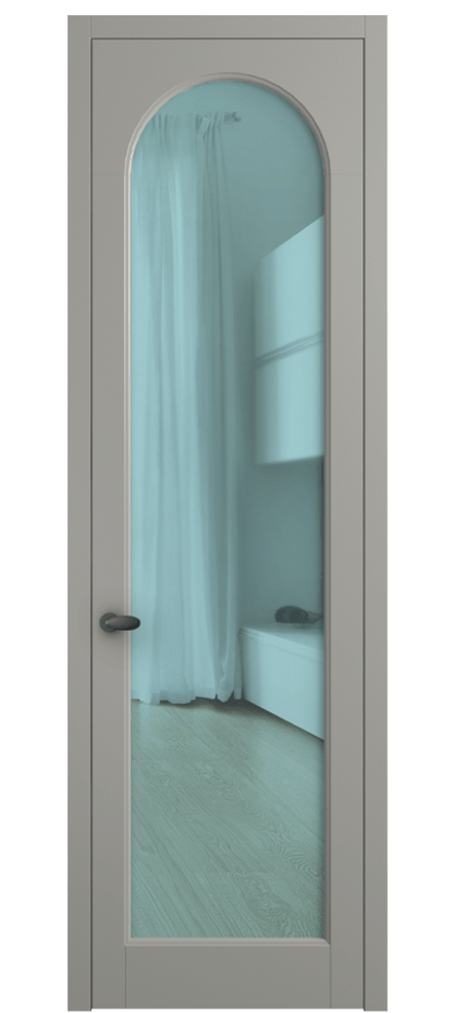 Межкомнатная дверь Palazzo 6804 Матовый нейтральный серый Прозрачное голубое стекло, триплекс, 6мм Цена 91169 ₽ | Volhovec