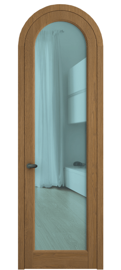 Межкомнатная дверь Palazzo 6814 Дуб пряный матовый Прозрачное голубое стекло, триплекс, 6мм Цена 194129 ₽ | Volhovec