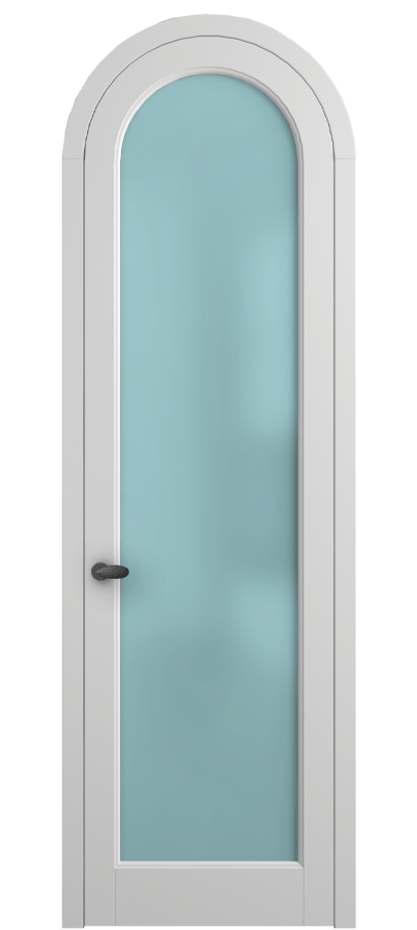 Межкомнатная дверь Palazzo 6814 Матовый белоснежный Сатинированное голубое стекло, триплекс, 6мм Цена 117789 ₽ | Volhovec