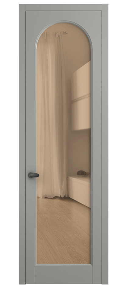 Межкомнатная дверь Palazzo 6804 Матовый нейтральный серый Прозрачное оранжевое стекло, триплекс, 6мм Цена 91169 ₽ | Volhovec