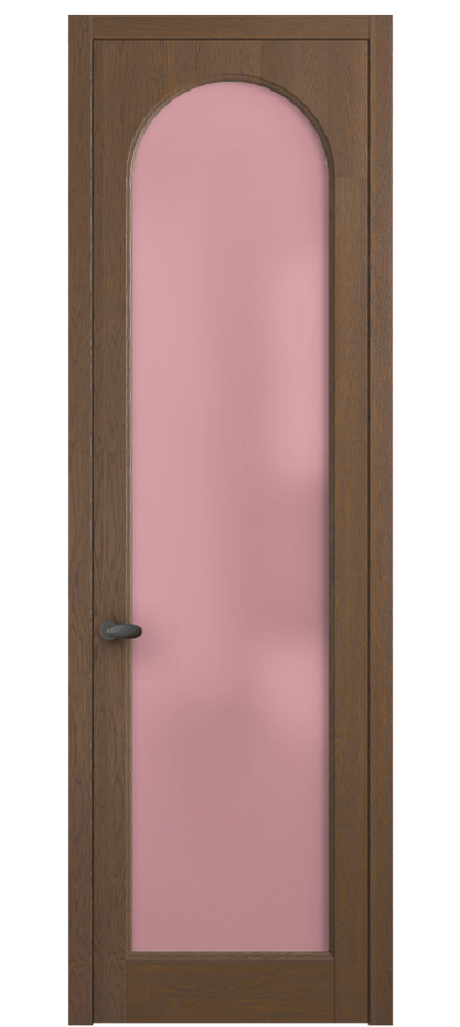 Межкомнатная дверь Palazzo 6804 Дуб каштановый матовый Сатинированное розовое стекло, триплекс, 6мм Цена 139609 ₽ | Volhovec