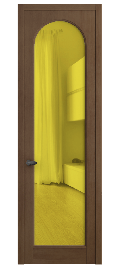 Межкомнатная дверь Palazzo 6804 Бук тёмный матовый Прозрачное жёлтое стекло, триплекс, 6мм Цена 114229 ₽ | Volhovec