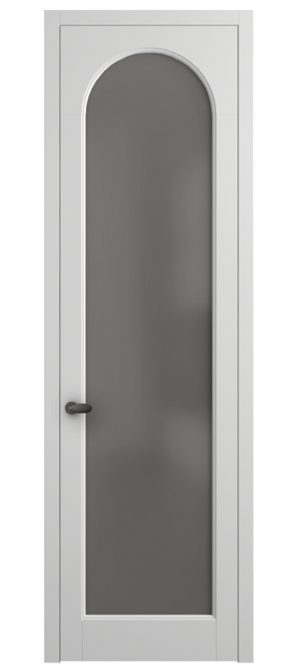 Межкомнатная дверь Palazzo 6804 Матовый белоснежный Сатинированное серое стекло, триплекс, 8 мм Цена 91169 ₽ | Volhovec