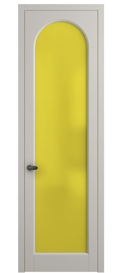 Межкомнатная дверь Palazzo 6804 Матовый облачно-серый Сатинированное жёлтое стекло, триплекс, 6мм Цена 91169 ₽ | Volhovec