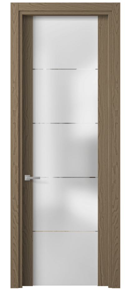 Межкомнатная дверь Planum 4114 Дуб дымный матовый Сатинированное стекло с гравировкой «КВАДРО», триплекс Цена 85199 ₽ | Volhovec