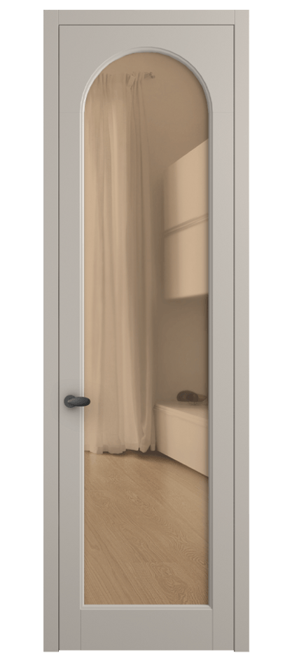 Межкомнатная дверь Palazzo 6804 Матовый светло-бежевый Прозрачное оранжевое стекло, триплекс, 6мм Цена 91169 ₽ | Volhovec