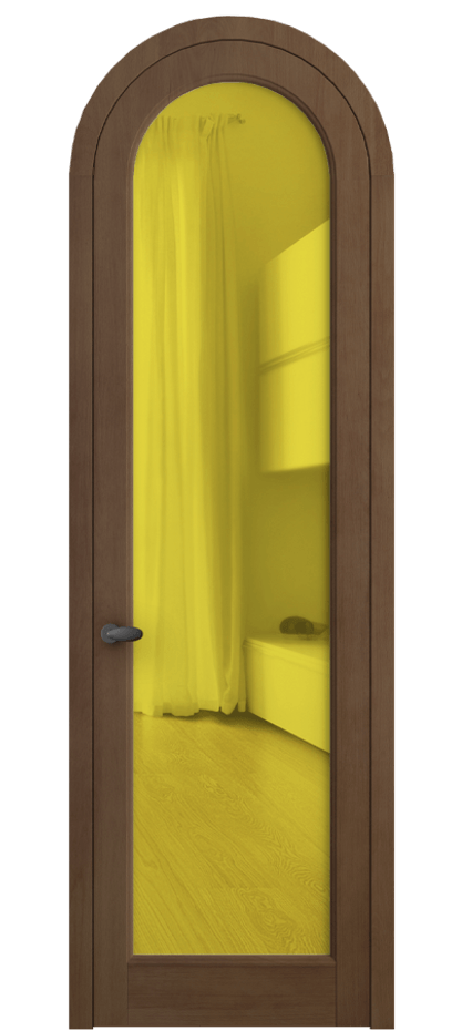 Межкомнатная дверь Palazzo 6814 Бук тёмный матовый Прозрачное жёлтое стекло, триплекс, 6мм Цена 161639 ₽ | Volhovec