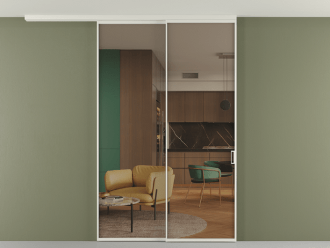 Перегородка Formato вдоль стены на потолок телескопик синхро 2 #VENDORCODE# #FURNISH# #GLASS# Цена #PRICE#  | Volhovec