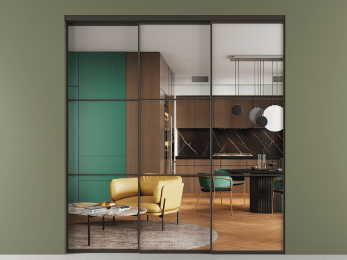 Перегородка Formato внутри проёма 3 створки с синхронным механизмом АЛПР 040.03 Алюминий антрацит Прозрачное стекло "Crystal Vision", калёное. Цена 413600 ₽ 1. Полотно 3 шт. (800/2100 мм)
2. Комплект установки раздвижной системы
3. Базовый комплект фурнитуры
4. Комплект фурнитуры телескопик синхро-2
5.Ручка RONDO
. Фабрика дверей Волховец 8 (800) 551 43 19 Перегородка Formato внутри проёма 3 створки с синхронным механизмом АЛПР 040.03 Алюминий антрацит Прозрачное стекло "Crystal Vision", калёное Цена 413600 ₽ | Volhovec