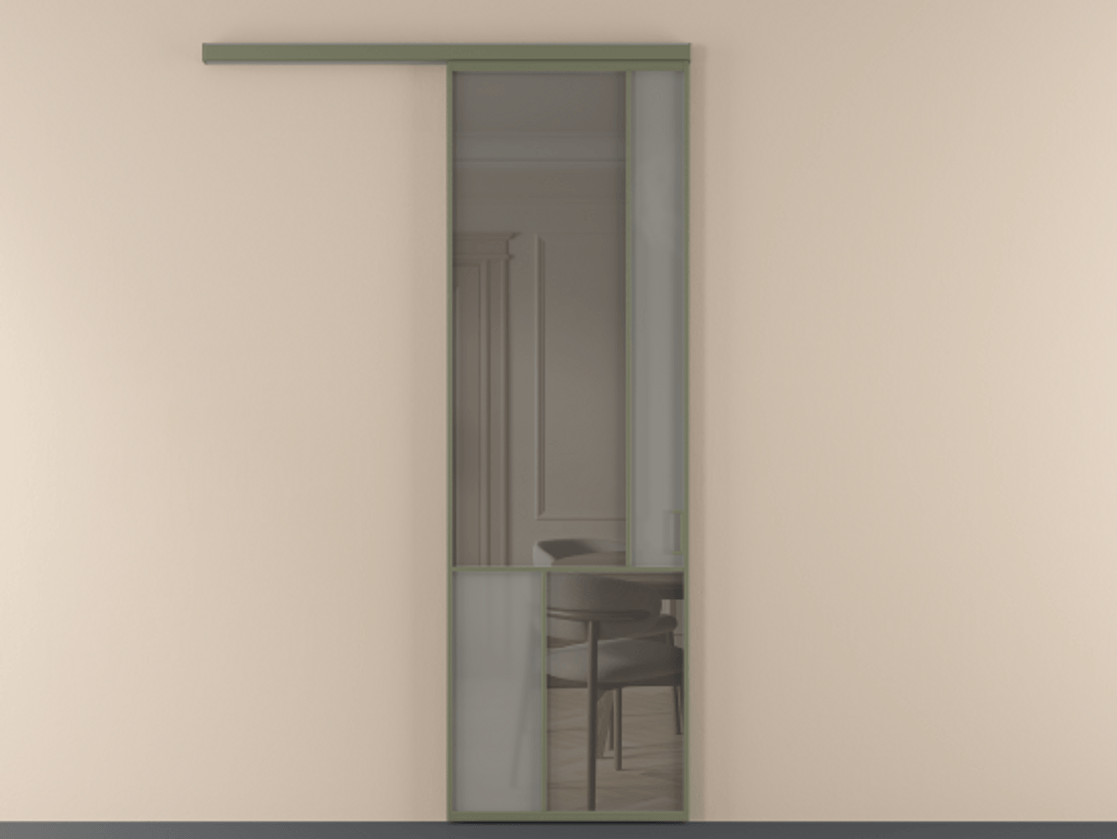 Перегородка Mosaic вдоль стены одностворчатая АЛПР 041.21 Алюминий оливковый тёмный Сатинированное серое стекло, триплекс, 6 мм + Прозрачное серое стекло, триплекс. Цена 137030 ₽ . Фабрика дверей Волховец 8 (800) 551 43 19 Перегородка Mosaic вдоль стены одностворчатая АЛПР 041.21 Алюминий оливковый тёмный Сатинированное серое стекло, триплекс, 6 мм + Прозрачное серое стекло, триплекс Цена 137030 ₽ | Volhovec