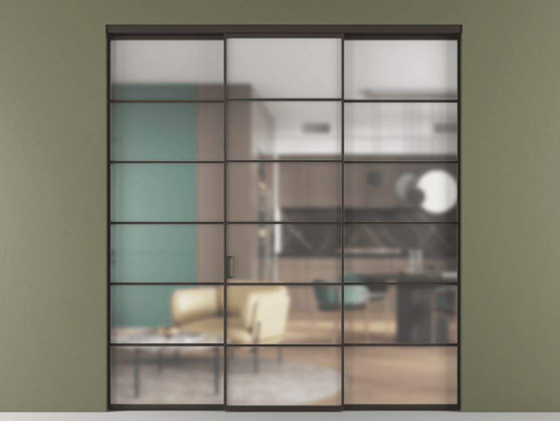 Перегородка Formato внутри проёма 3 створки АЛПР 040.04 Алюминий антрацит Сатинированное стекло "Matelux Crystal Vision", калёное, матовое, каленое 6 мм. Цена 358050 ₽ 1. Полотно 3 шт. (800/2100 мм)
2. Комплект установки раздвижной системы
3. Базовый комплект фурнитуры
4.Ручка RONDO. Фабрика дверей Волховец 8 (800) 551 43 19 Перегородка Formato внутри проёма 3 створки АЛПР 040.04 Алюминий антрацит Сатинированное стекло "Matelux Crystal Vision", калёное, матовое, каленое 6 мм Цена 358050 ₽ | Volhovec