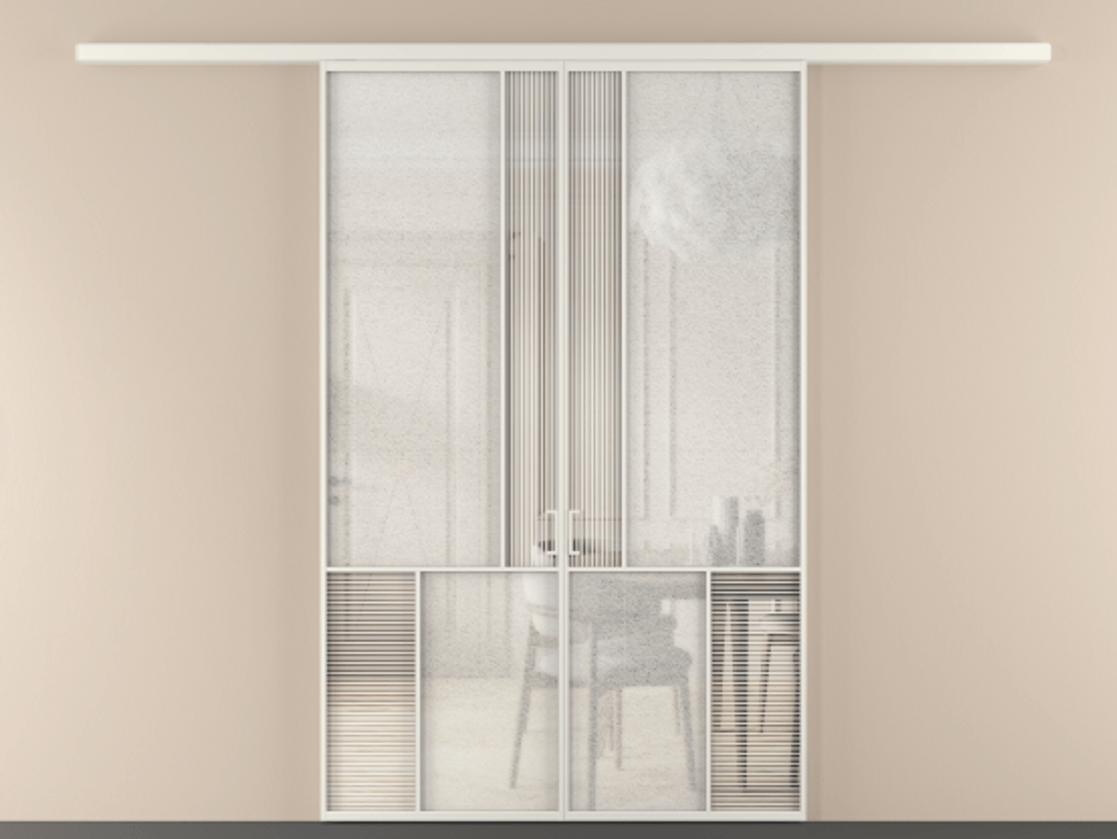 Перегородка Mosaic вдоль стены 2 створки АЛПР 041.20 Алюминий Белый Рифлёное стекло "Дюна", триплекс, 6 мм + Фактурное стекло "Лёд", триплекс. Скрытый короб БЕЛ Цена 283580 ₽ . Фабрика дверей Волховец 8 (800) 551 43 19 Перегородка Mosaic вдоль стены 2 створки АЛПР 041.20 Алюминий Белый Рифлёное стекло "Дюна", триплекс, 6 мм + Фактурное стекло "Лёд", триплекс Цена 283580 ₽ | Volhovec