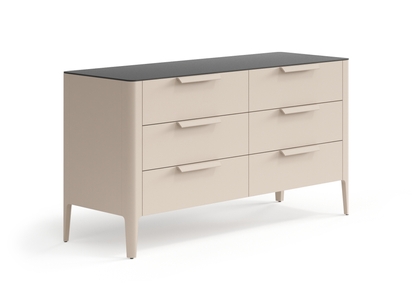 Мебель Комод Piega 6 ящиков. Цвет Матовый бисквитный. Материал Гладкая эмаль. Коллекция Комод Piega 6 ящиков. Картинка.