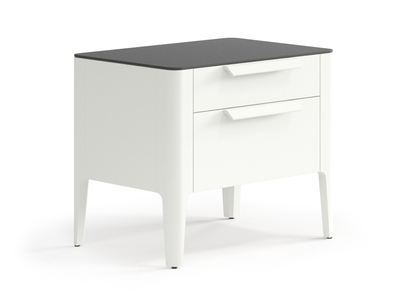 Мебель Тумба прикроватная Piega 2 ящика. Цвет Матовый жемчужный. Материал Гладкая эмаль. Коллекция Тумба прикроватная Piega 2 ящика. Картинка.