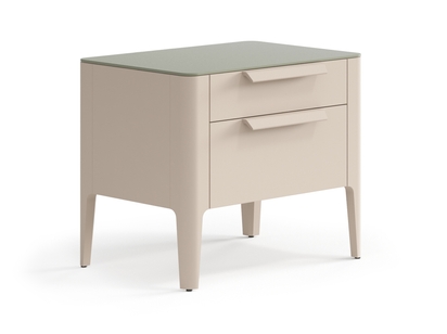 Мебель Тумба прикроватная Piega 2 ящика. Цвет Матовый бисквитный. Материал Гладкая эмаль. Коллекция Тумба прикроватная Piega 2 ящика. Картинка.