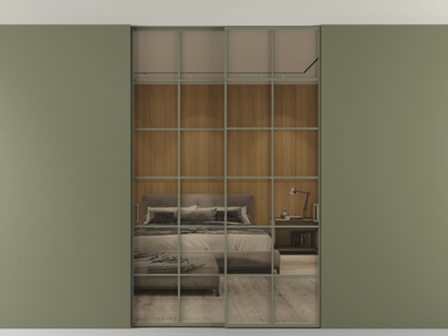 Алюминевая перегородка АЛПР 040.05_АОТ_Stopsol Bronze_new. Цвет Алюминий оливковый тёмный. Материал Алюминий в эмали. Коллекция Перегородка Formato внутри проёма двустворчатая со скрытым креплением в потолок. Фото. Алюминевая перегородка АЛПР 040.05_АОТ_Stopsol Bronze_new. Цвет Алюминий оливковый тёмный. Материал Алюминий в эмали. Коллекция Перегородка Formato внутри проёма двустворчатая со скрытым креплением в потолок. Картинка.