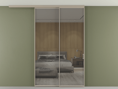 Алюминевая перегородка АЛПР 040.01_АБСК_Stopsol Grey_new. Цвет Алюминий бисквитный. Материал Алюминий в эмали. Коллекция Перегородка Formato вдоль стены на потолок телескопик синхро 2. Картинка.