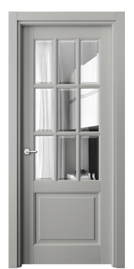 Дверь межкомнатная 6312 МНСР Зеркало с фацетом. Цвет Матовый нейтральный серый. Материал Гладкая эмаль. Коллекция Тоскана Грильято. Картинка.