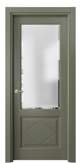 Межкомнатная дверь 6342 БОТ Сатинированное стекло с фацетом. Цвет Бук оливковый тёмный. Материал Массив бука эмаль. Коллекция Toscana Rombo. Фото. Дверь межкомнатная 6342 БОТ Сатинированное стекло с фацетом. Цвет Бук оливковый тёмный. Материал Массив бука эмаль. Коллекция Toscana Rombo. Картинка.