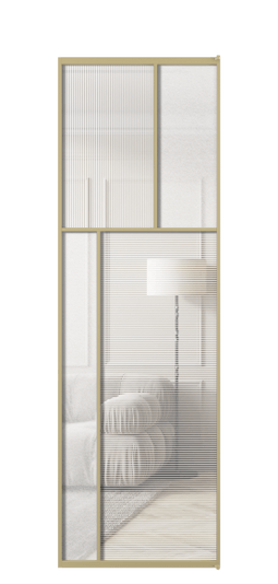 Дверь межкомнатная АЛПЛ041.22 ЗОЛ Золотой DUNE+LED. Цвет . Материал Алюминий металлик. Коллекция Мозаик. Картинка.