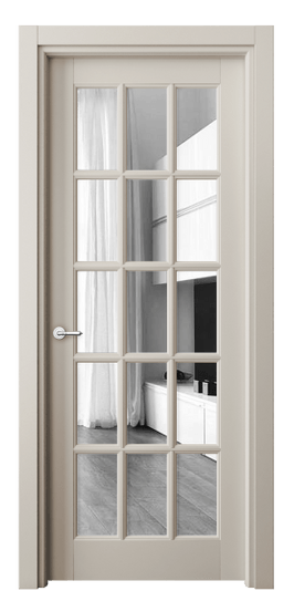 Дверь межкомнатная 6311 МСБЖ Зеркало. Цвет Матовый светло-бежевый. Материал Гладкая эмаль. Коллекция Тоскана Грильято. Картинка.