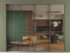 Перегородка Формато внутри проёма 4 створки с синхронным механизмом