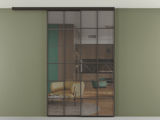 Перегородка Формато вдоль стены на потолок 2 створки с синхронным механизмом