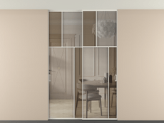 Перегородка Mosaic внутри проёма двустворчатая со скрытым креплением в потолок