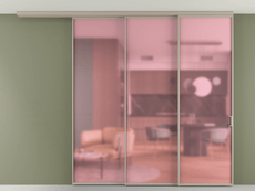 Перегородка Formato вдоль стены на потолок 3 створки с синхронным механизмом