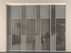 Перегородка Мозаик внутри проёма 4 створки с синхронным механизмом