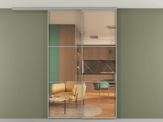 Перегородка Формато вдоль стены на потолок 2 створки с синхронным механизмом