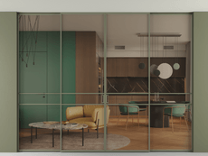 Перегородка Formato внутри проёма четырёхстворчатая со скрытым креплением в потолок